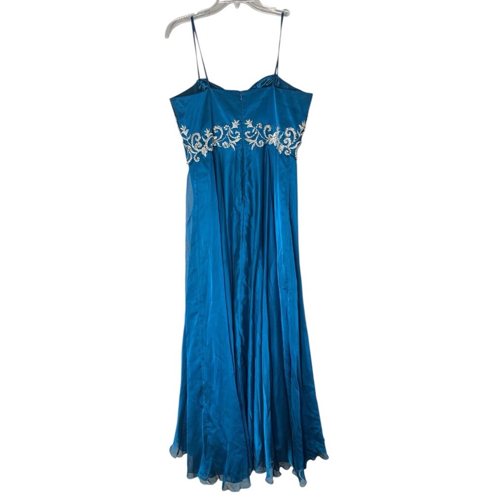 BICICI & COTY A Line Formal Dress Blue with Silver Floral Detail Size XL - Picture 8 of 16